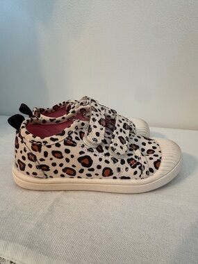 Kids Leopard Print Velcro Sneakers - White/Tan
